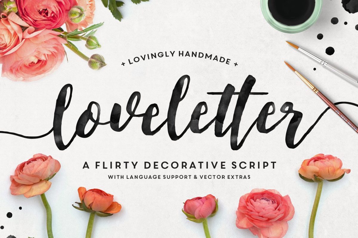 手写脚本设计字体 Loveletter Script + Vectors