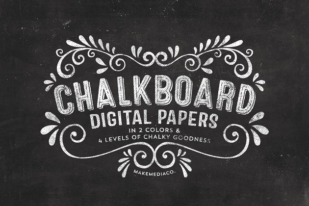 粉笔黑板字质感的纹理素材 Chalkboard Digital Paper Textures