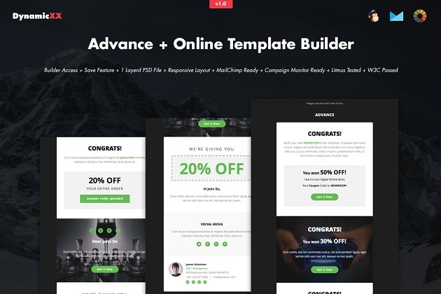 邮件广告模板 Advance + Online Template Builder