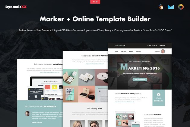 EDM在线网页模板 Marker + Online Template Builder