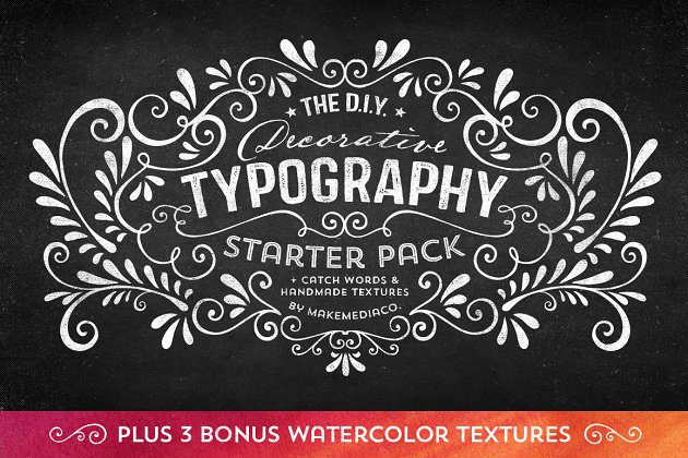 手工粉笔肌理字体和相关装饰元素素材包 DIY Decorative Typography Pack