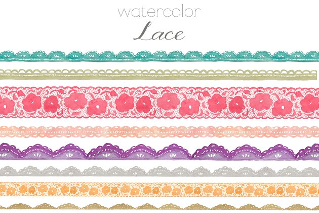 水彩花边素材 Watercolor Lace Clip Art