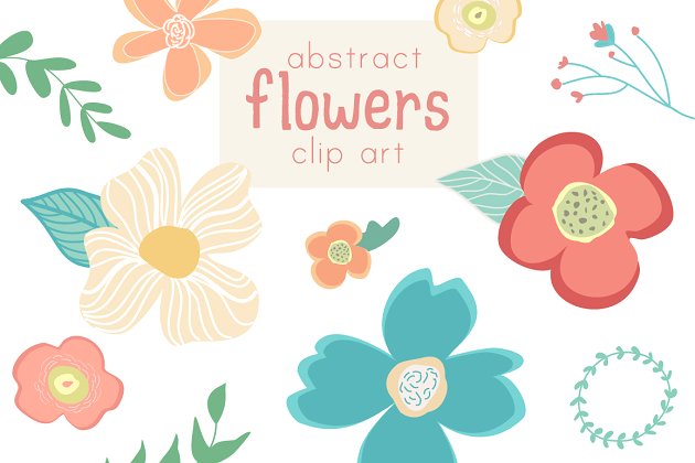抽象花卉插画 Abstract Flower Clip Art & Vector