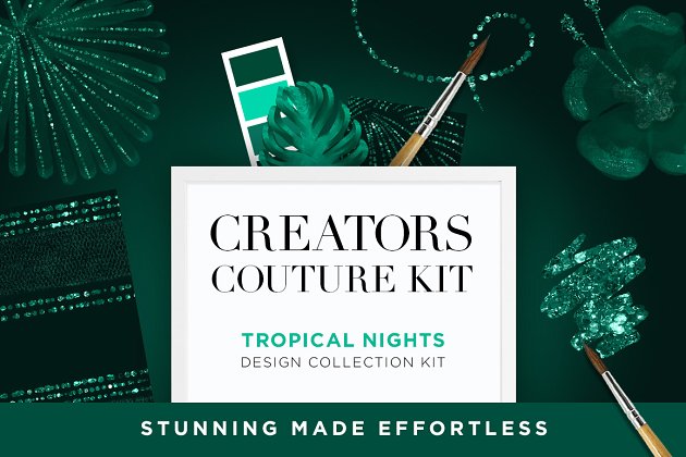 热带夜晚礼服纹理设计素材套装 Tropical Nights Couture Design Kit