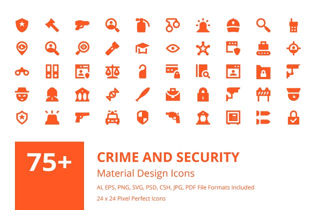 犯罪和安全图标素材 75+ Crime and Security Icons