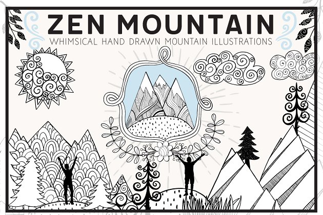 异想天开的山相关创意素材 Whimsical Mountain Vectors