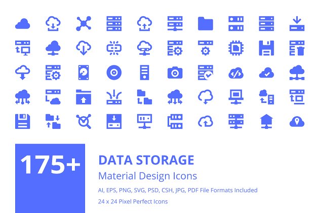 175+数据存储材料图标下载 175+ Data Storage Material Icons