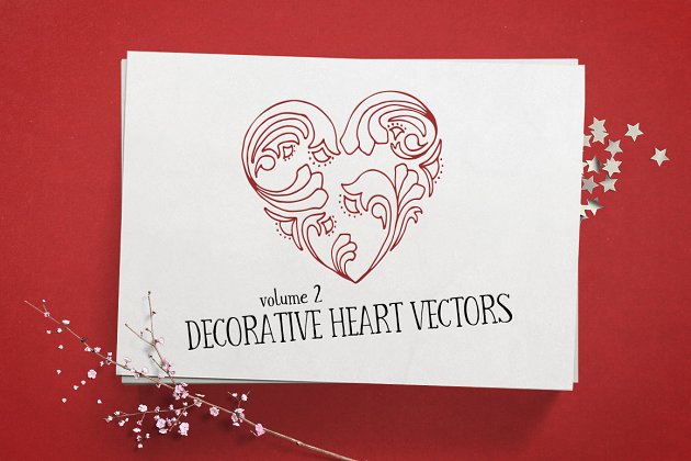 装饰爱心设计图形 Decorative Heart Vectors Volume 2