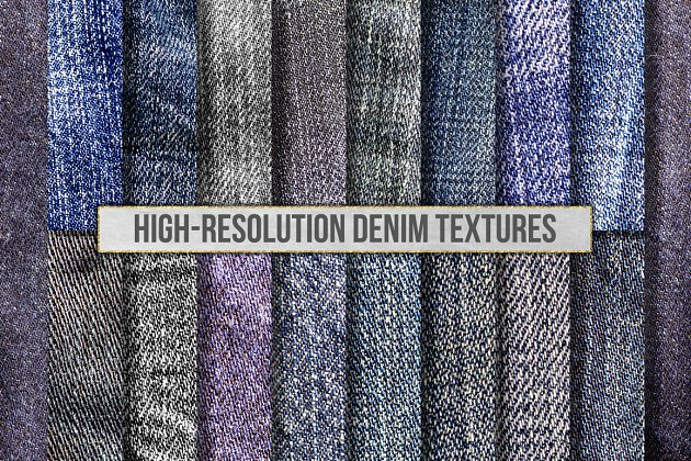 高分辨率蓝色牛仔布纹背景纹理素材 High-Res Blue Jean Denim Textures