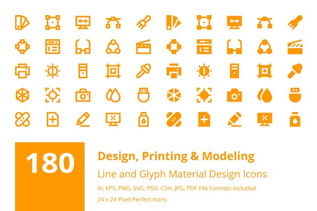 180个Material Design图标 180 Material Design Icons