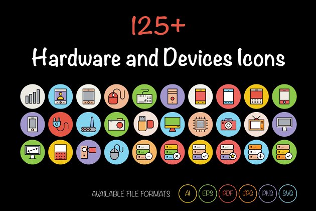 125+硬件和设备图标 125+ Hardware and Devices Icons