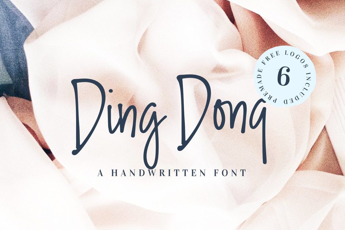 流畅的手绘字体 Ding Dong Handwritten Font + Logos