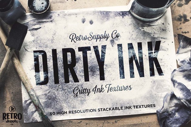干墨水洗墨水效果的背景纹理素材 Dirty Ink | Ink Wash Textures