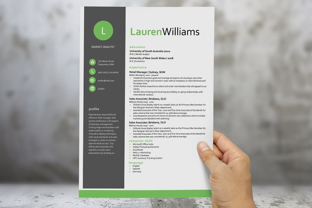 绿色的简历模板 Green resume template for Word