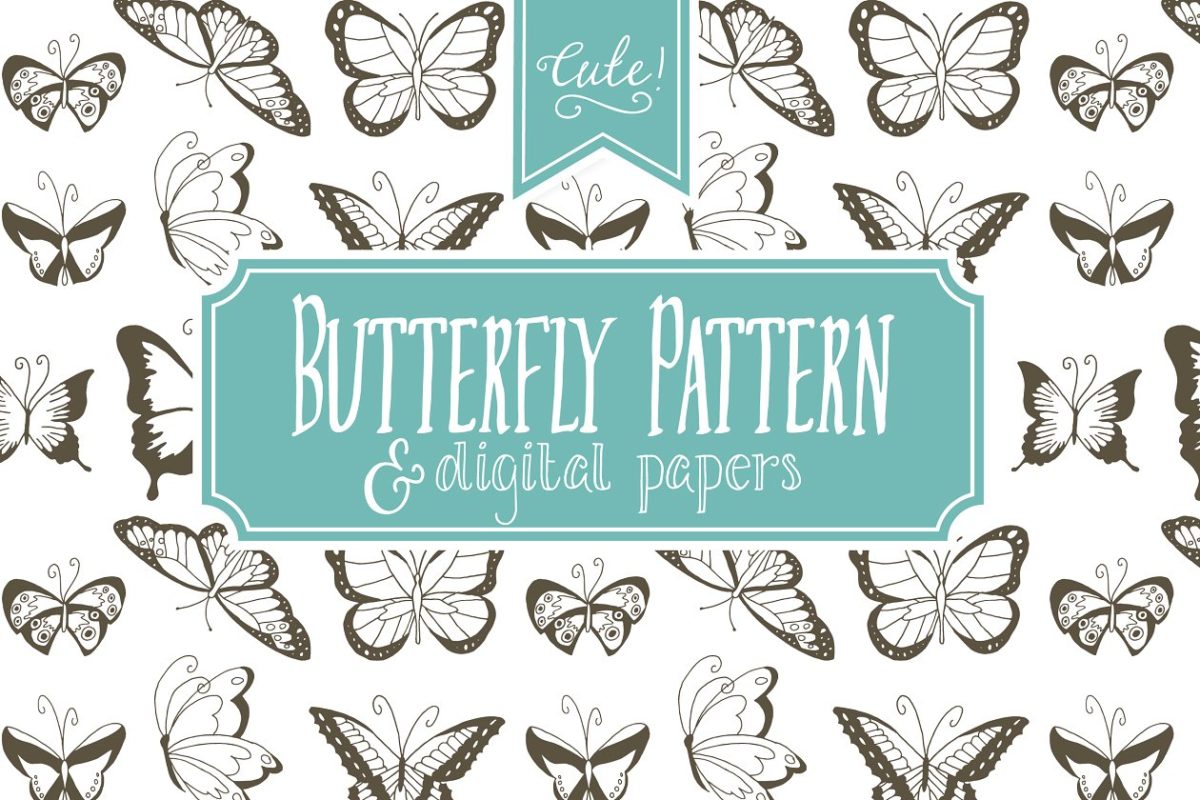 无缝蝴蝶背景纹理素材 Seamless Butterfly Pattern – Vector