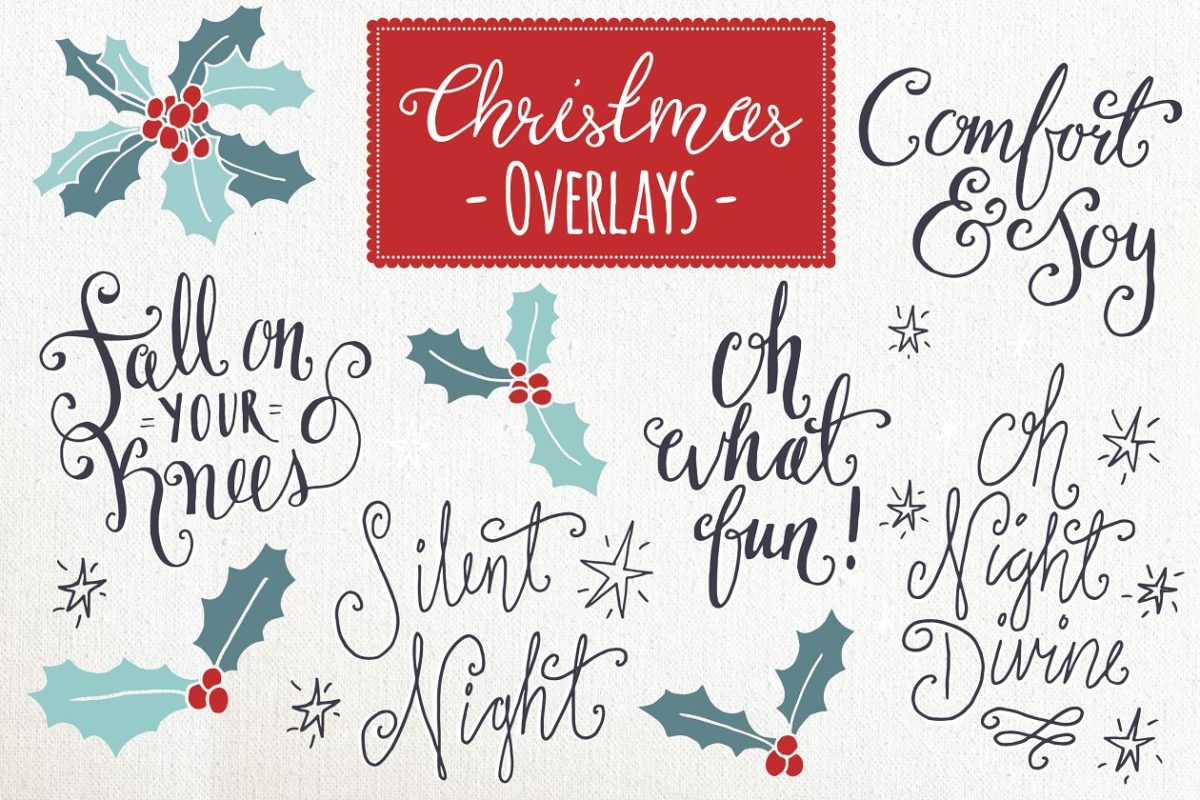 圣诞节花卉素材 Christmas Overlays Set 6 – Vector