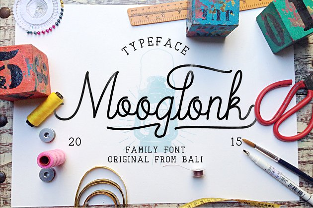 手写设计字体大全 Mooglonk Font + Badges & Brush
