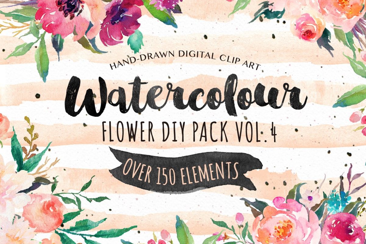 水彩DIY模版图形 Watercolor  DIY pack Vol.4