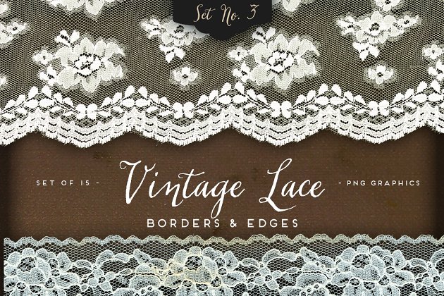 复古蕾丝边框和边缘3 Vintage Lace Borders & Edges 3