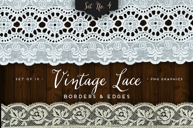经典的蕾丝边素材 Vintage Lace Borders & Edges 4