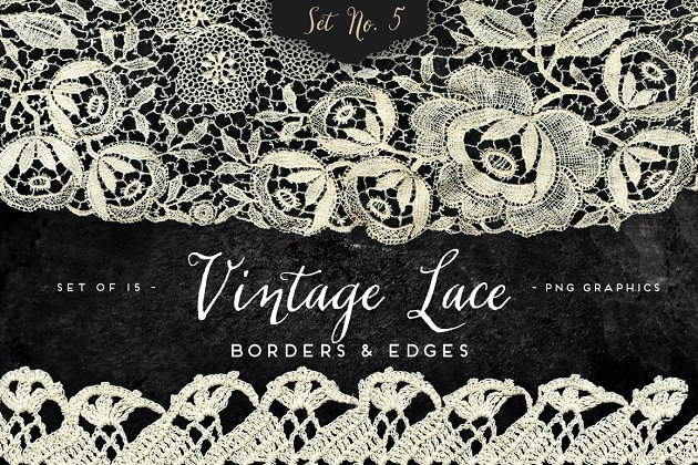 复古蕾丝边框和边缘 Vintage Lace Borders & Edges 5