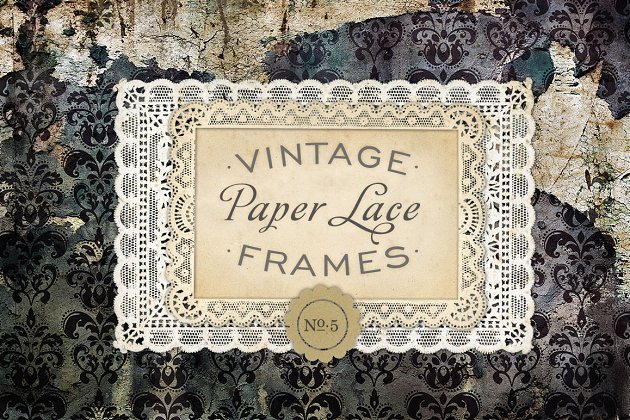 旧式蕾丝样式花边花纹素材 Vintage Paper Lace Frames No. 5