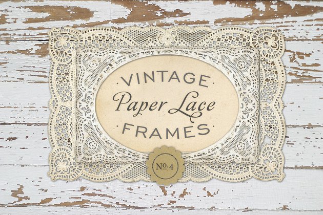 蕾丝复古纹理素材 Vintage Paper Lace Frames No. 4