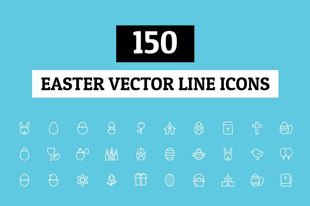 复活节图标素材 150 Easter Vector Line Icons