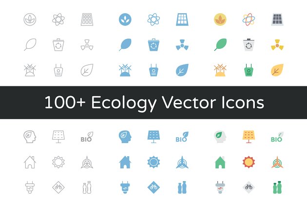 100+生态矢量图标素材 100+ Ecology Vector Icons