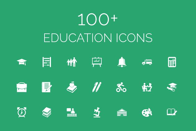 教育图标素材 100+ Education Vector Icons Pack