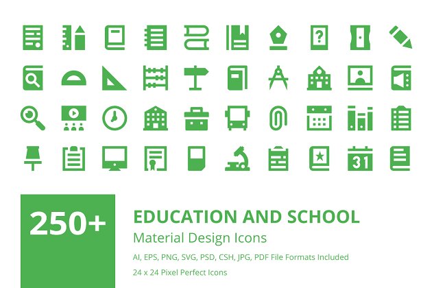 教育app图标素材 250+ Education Material Design Icons