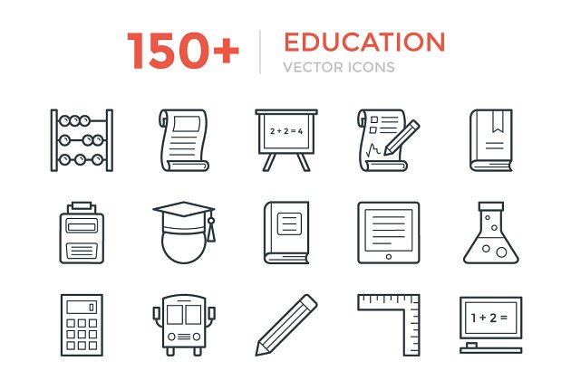 150+教育矢量图标下载 150+ Education Vector Icons