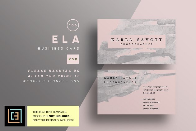 商业名片设计模板 Ela – Business Card 106
