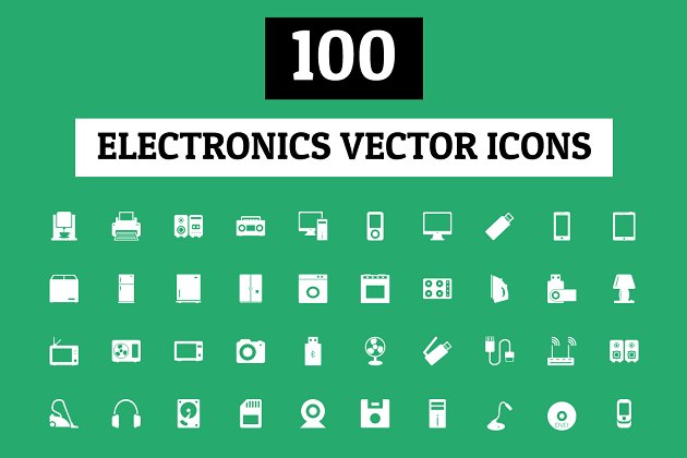 100个电子设备图标 100 Electronics Vector Icons