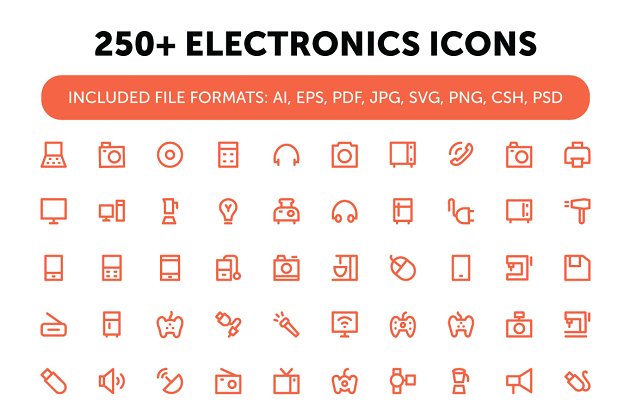 电子设备矢量图标素材 250+ Electronics Icons