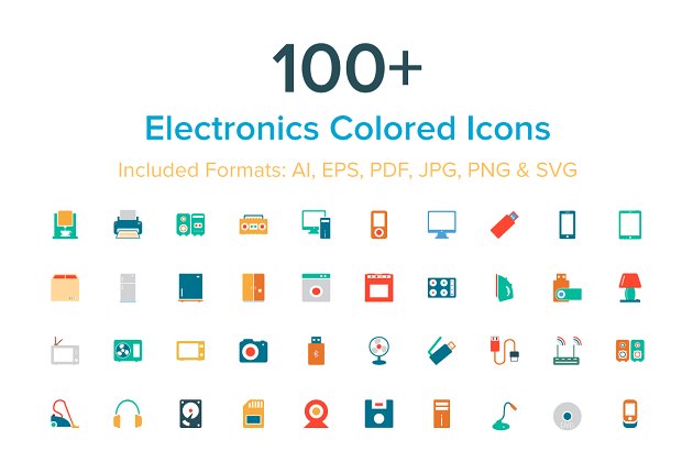 电子设备图标素材 100+ Electronics Colored Icons