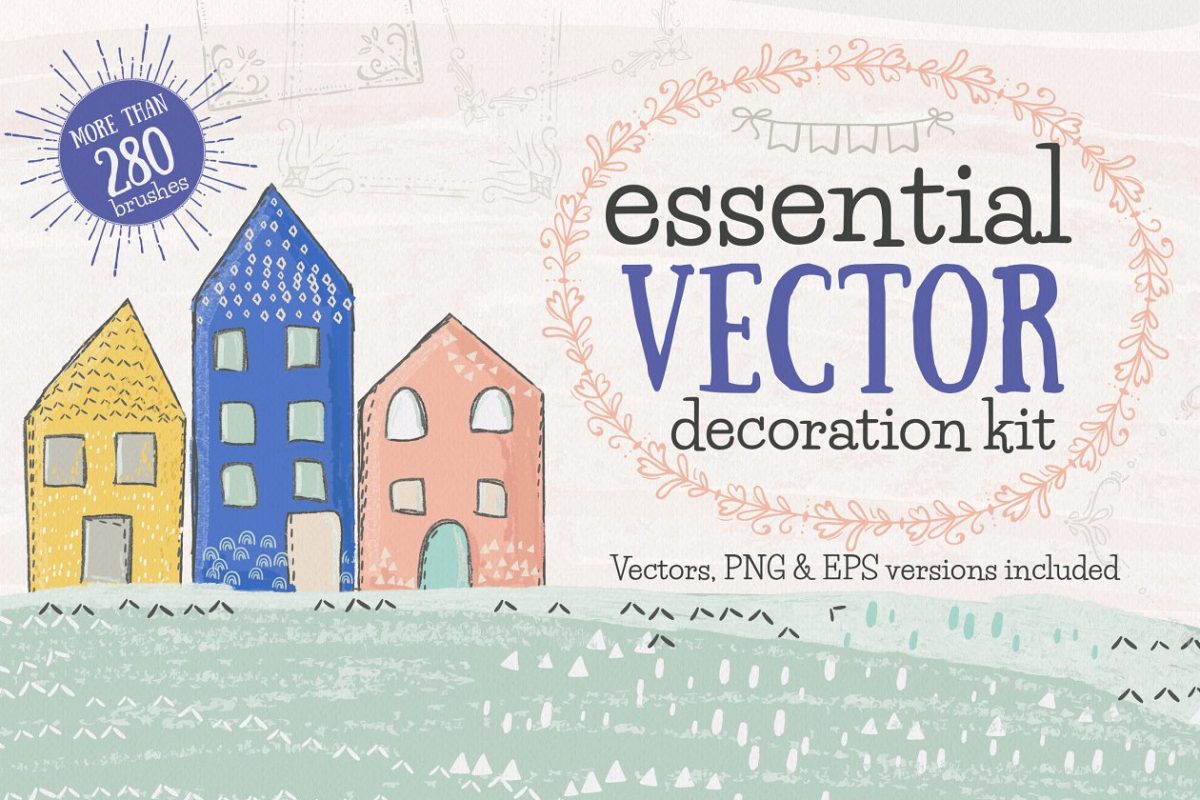 水彩卡通装饰素材 Essential Vector Decoration Kit