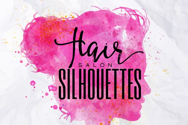 发型发廊沙龙水彩涂鸦素材 Hair Salon Silhouettes