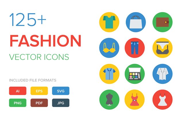 125+时尚的矢量图标 125+ Fashion Vector Icons