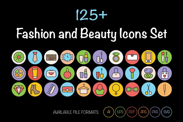 时尚美妆图标 125+ Fashion and Beauty Icons Set