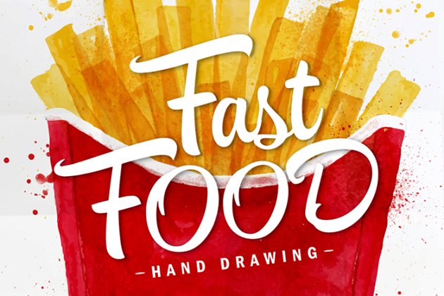 快餐实物水彩图形 Fast Food Watercolor