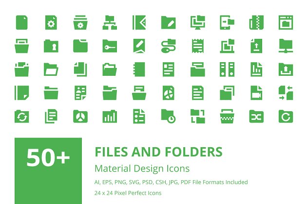 50+文件和文件夹材料图标 50+ Files and Folders Material Icons