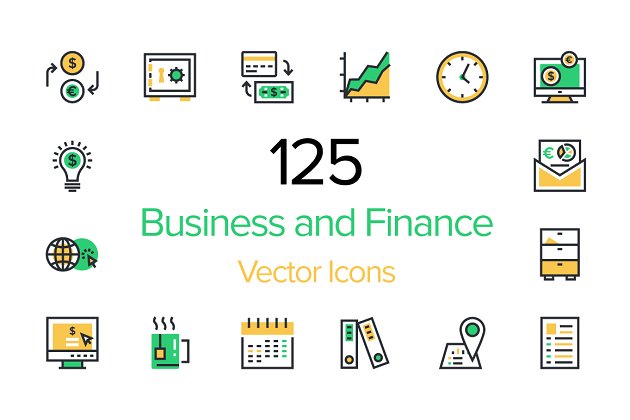 商业金融矢量图标素材 125 Business and Finance Icons