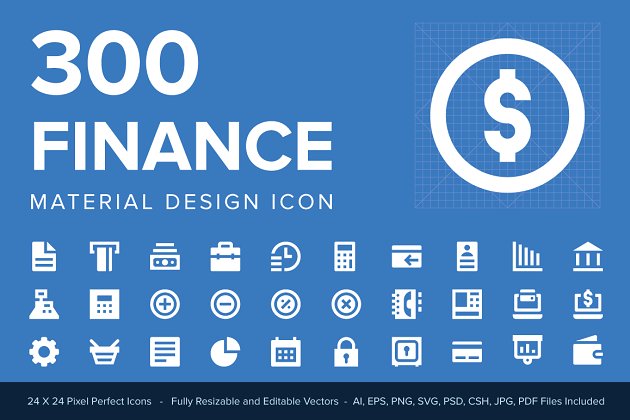 300个金融Material Design风格图标 300 Finance Material Design Icons