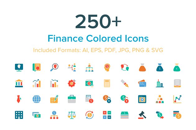 250+金融彩色图标 250+ Finance Colored Icons