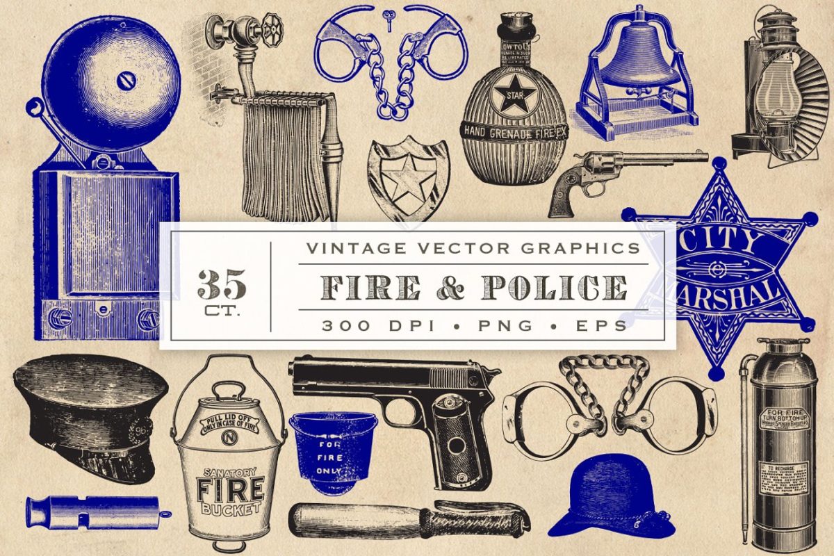 火警消防素材插画 Fire & Police Vector Graphics