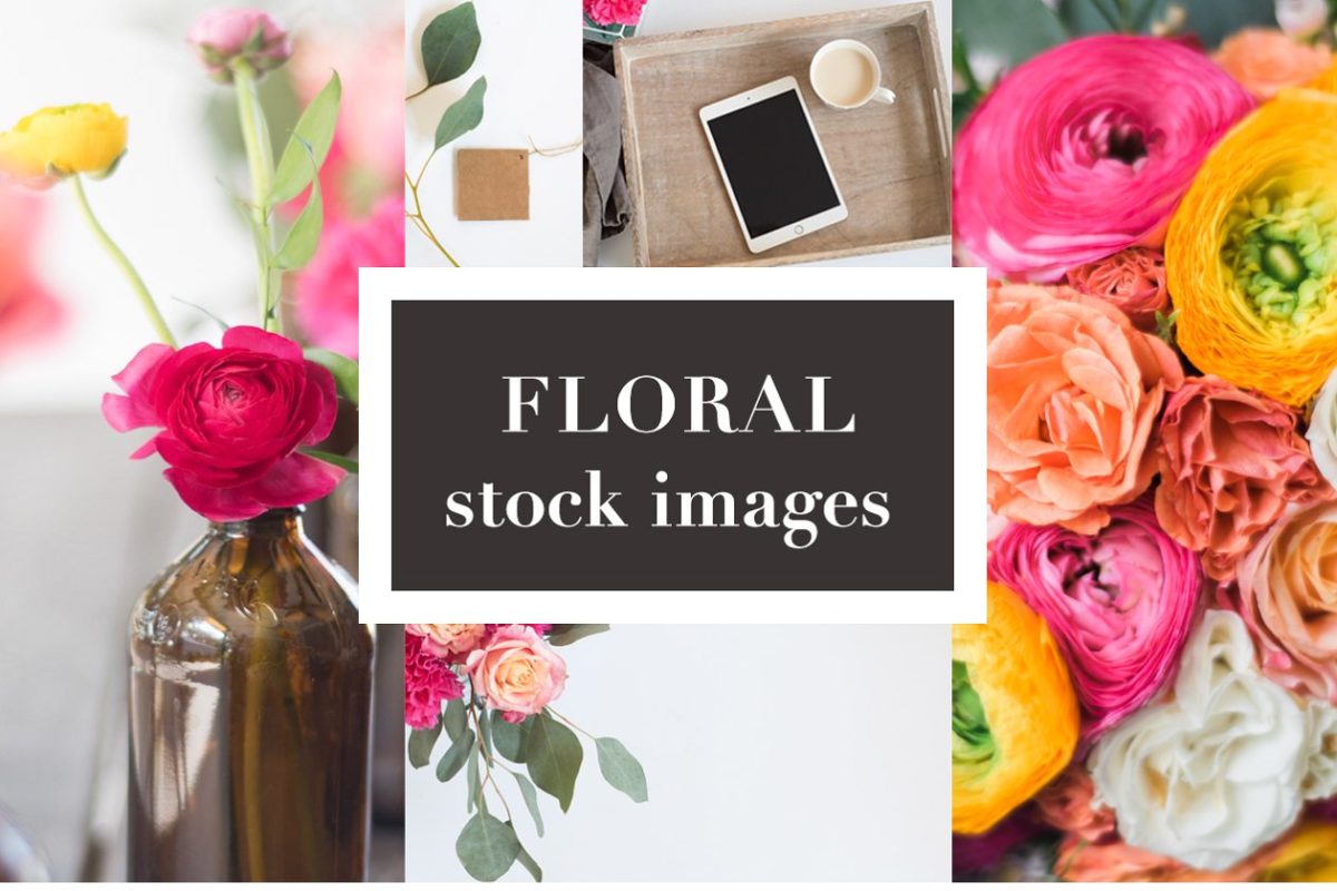 漂亮多彩的花卉 Floral Stock Photos | Tablet Mockup