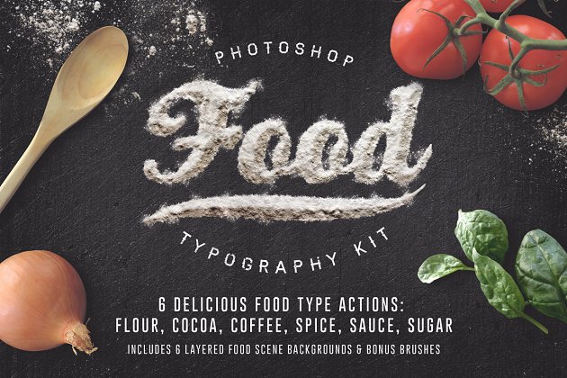 面粉食物字PSD图层样式 Food Typography PSD Actions