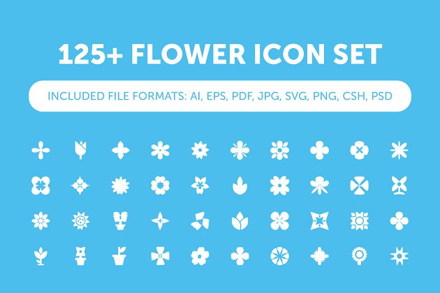 125+个花卉图标 125+ Flower Icon Set