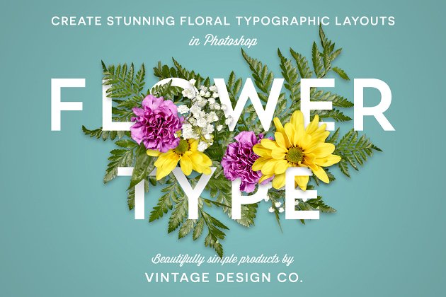 字体与花卉PS图层样式 FlowerType for Photoshop